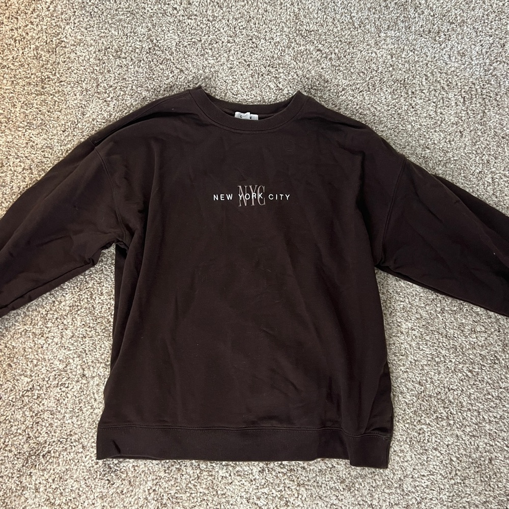 Brown NYC garage crew neck